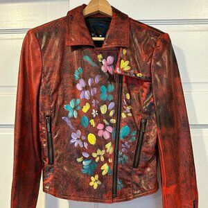 KENZO Hand painted Leather Jacket - Size Small
